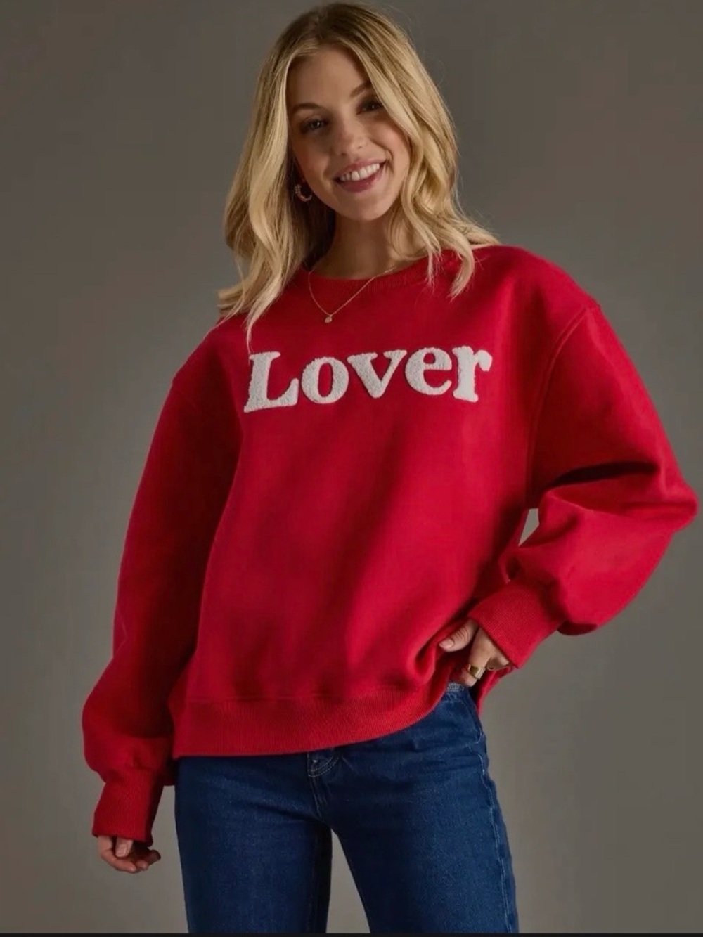 new Red "Lover" Graphic Ribbed Long Sleeve Top by Wishlist